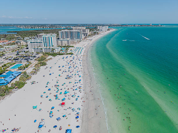 Aerial view of Siesta Key beach and coastline
