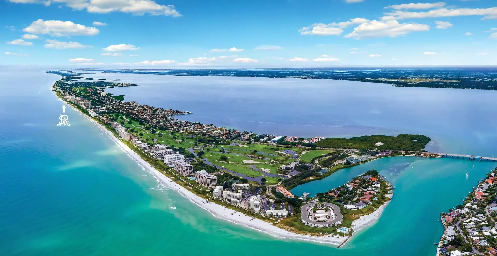 Aerial view of Longboat Key luxury waterfront