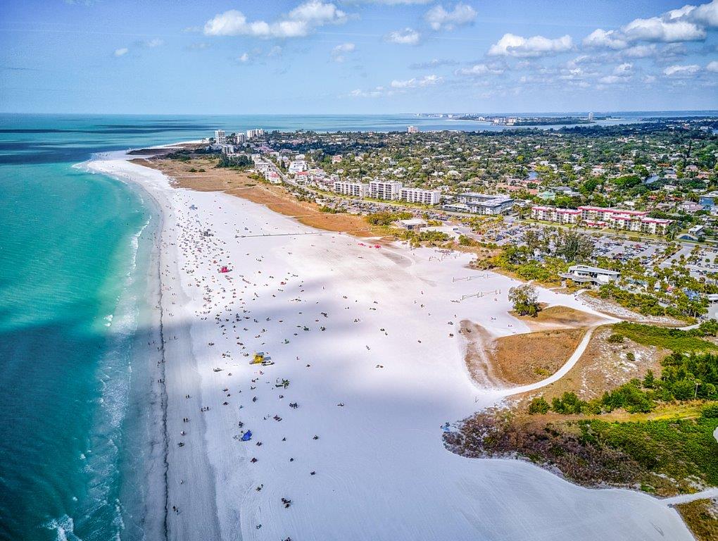 Aerial view of Sarasota and Siesta Key coastline